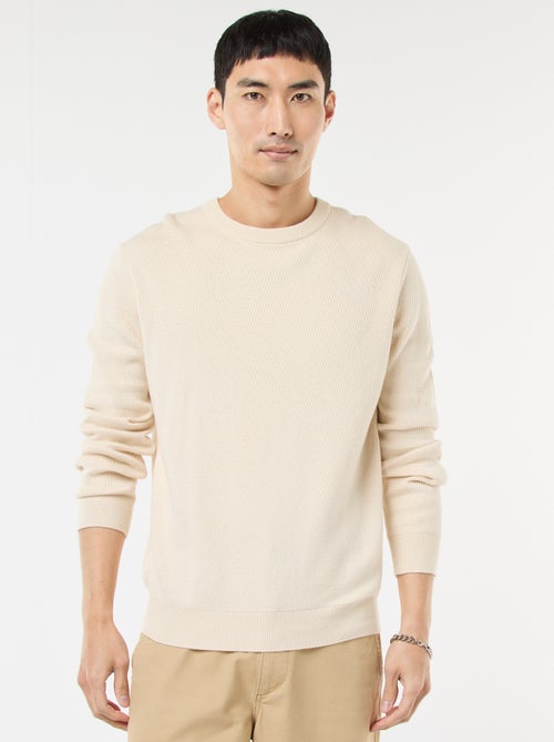 Textured Knit Crew Neck Sweater - Kiabi