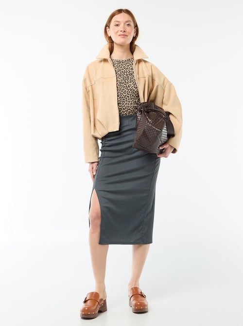 Textured Knit Midi Skirt - Kiabi