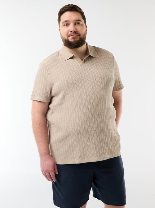 Textured Knit Short-Sleeve Polo - Kiabi