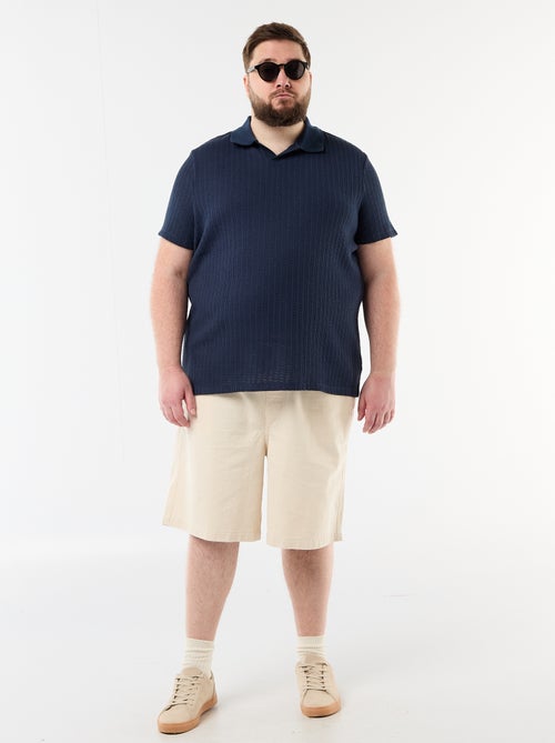 Textured Knit Short-Sleeve Polo - Kiabi