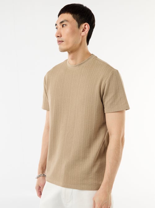 Textured Knit Short-Sleeve T-Shirt - Kiabi
