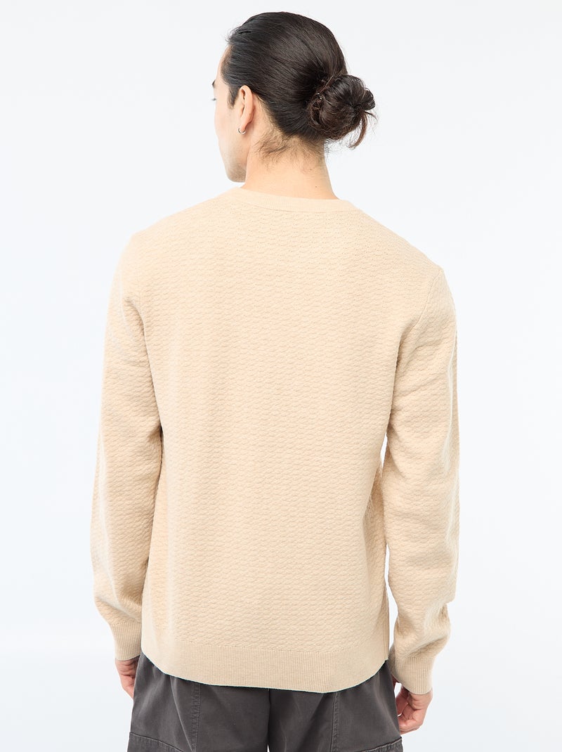 Textured Knit Sweater Beige - Kiabi