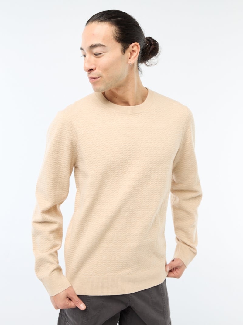 Textured Knit Sweater Beige - Kiabi
