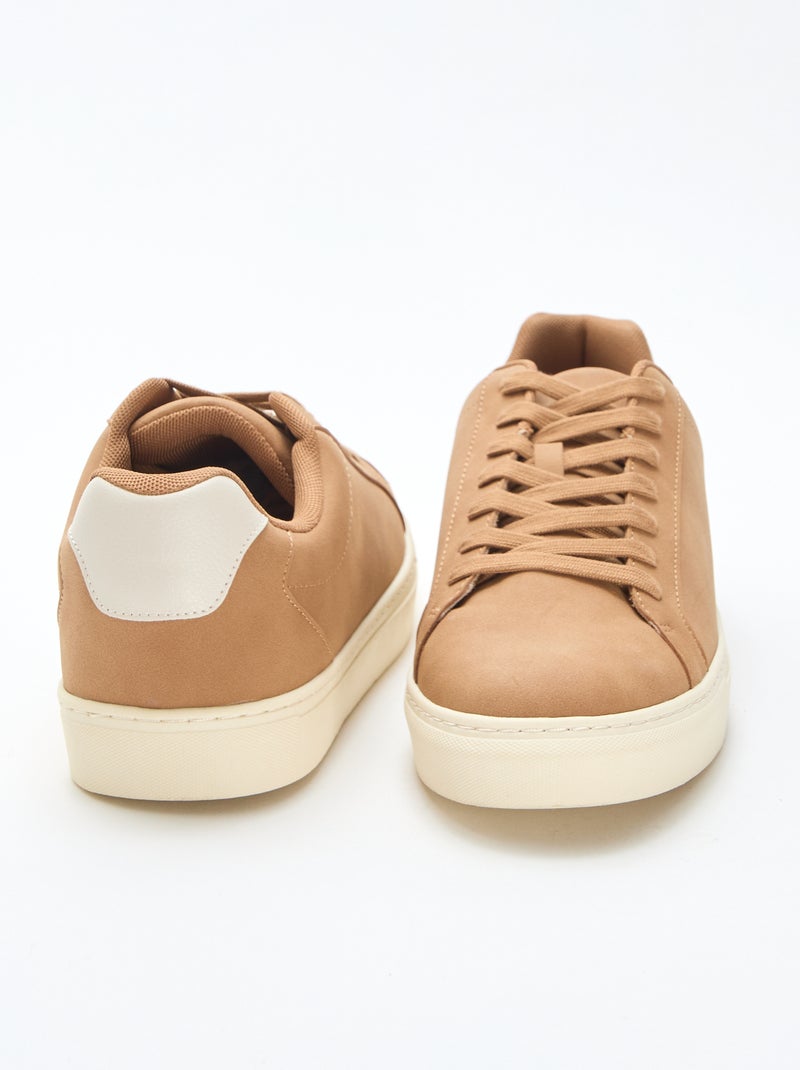 Textured low-top sneakers Beige - Kiabi
