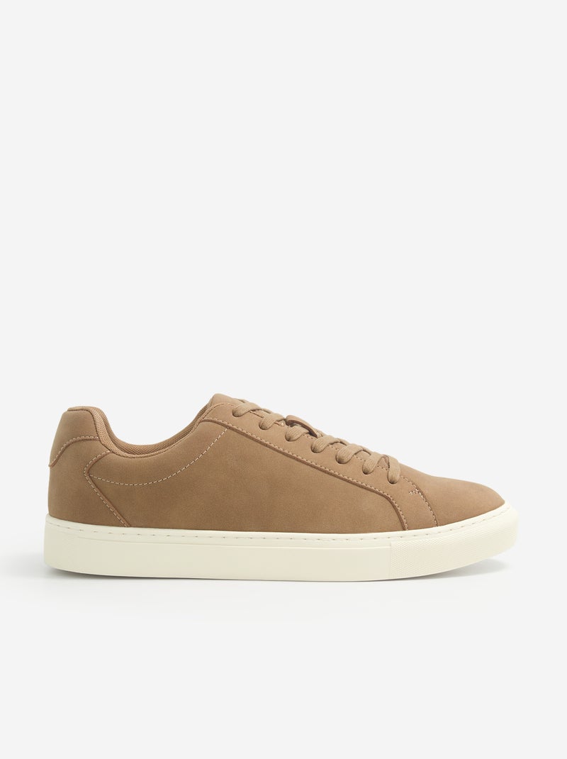 Textured low-top sneakers Camel - Kiabi