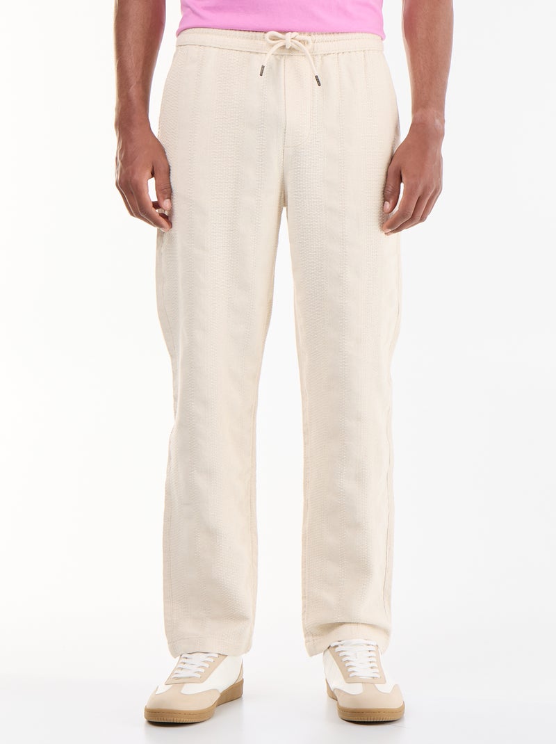 Textured plain trousers Beige - Kiabi
