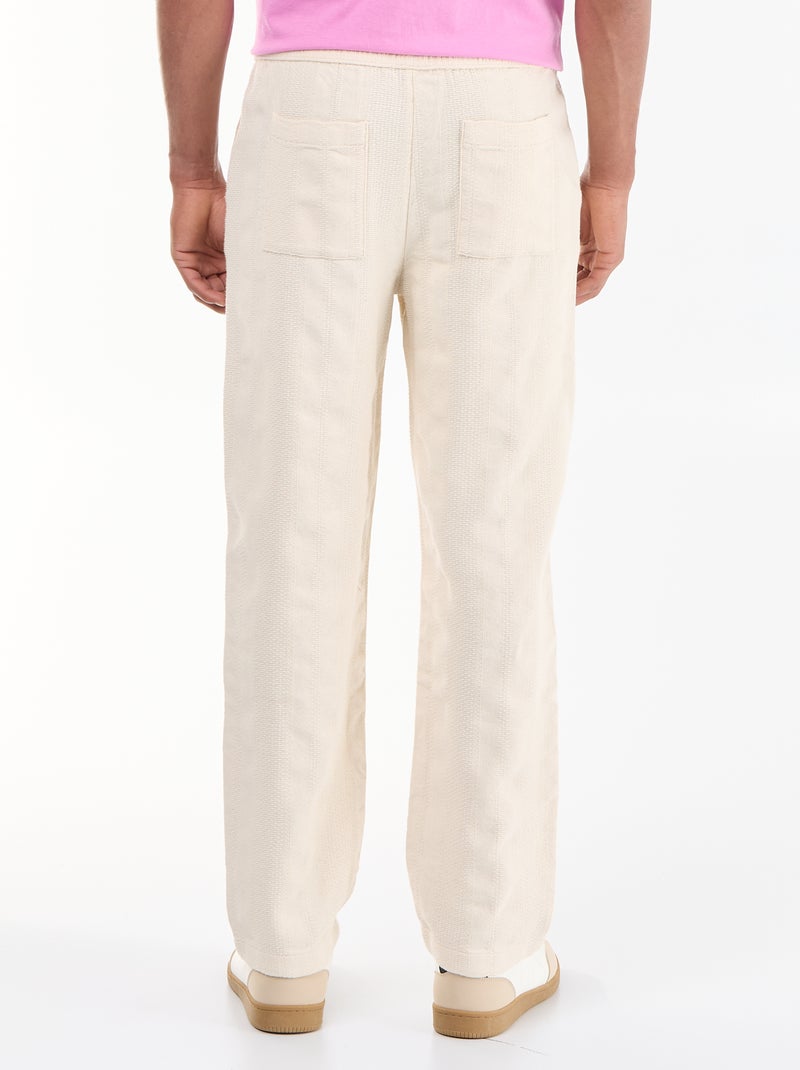 Textured plain trousers Beige - Kiabi