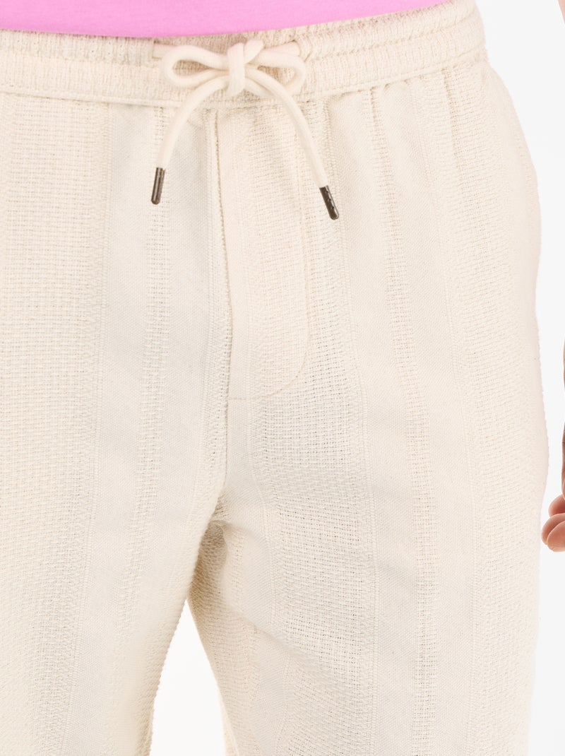 Textured plain trousers Beige - Kiabi