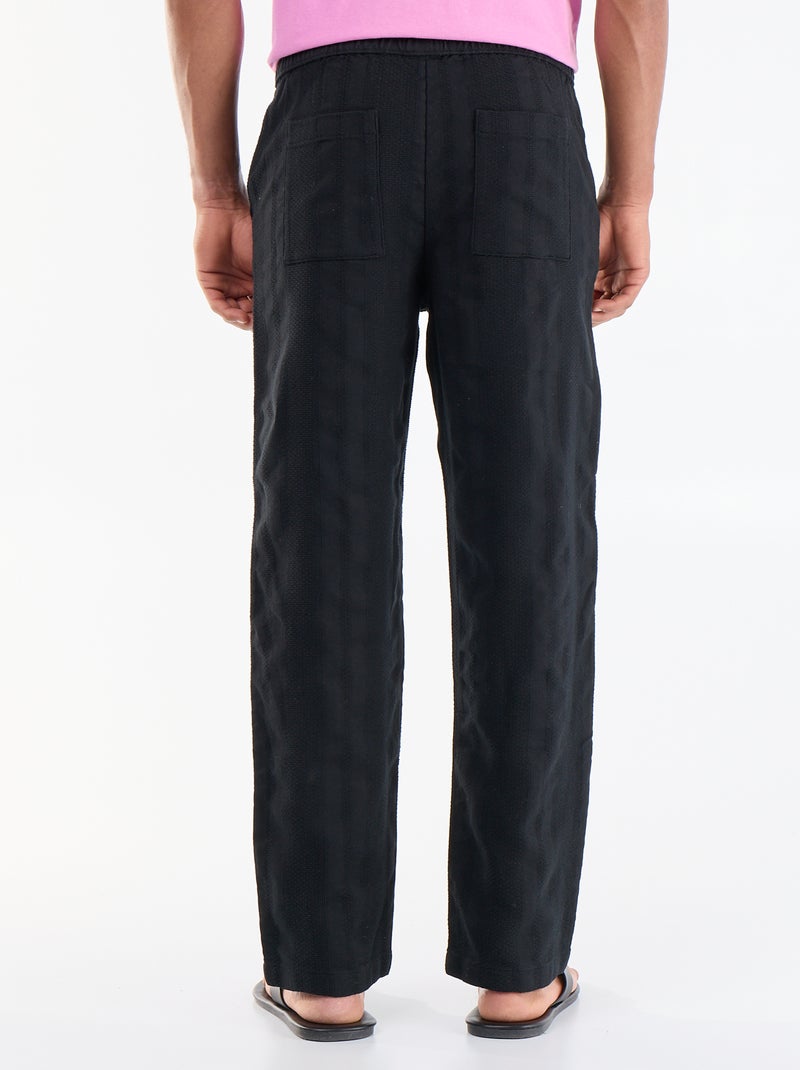 Textured plain trousers Black - Kiabi