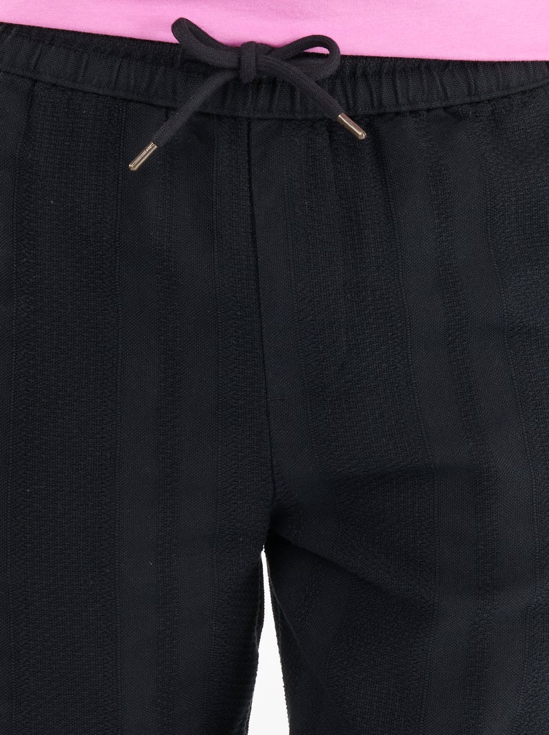 Textured plain trousers Black - Kiabi