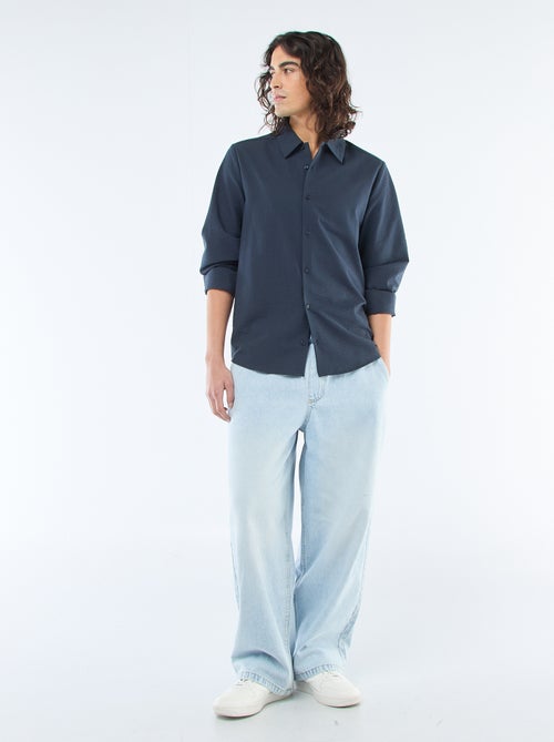 Textured Solid Shirt - Kiabi