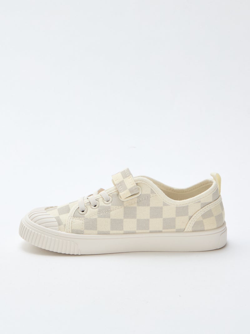 Tiefe Canvas-Sneaker mit Klettverschluss Grau - Kiabi