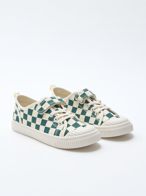 Tiefe Canvas-Sneaker mit Klettverschluss - Kiabi