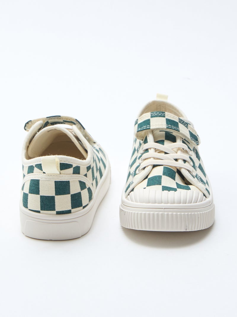 Tiefe Canvas-Sneaker mit Klettverschluss Grün - Kiabi