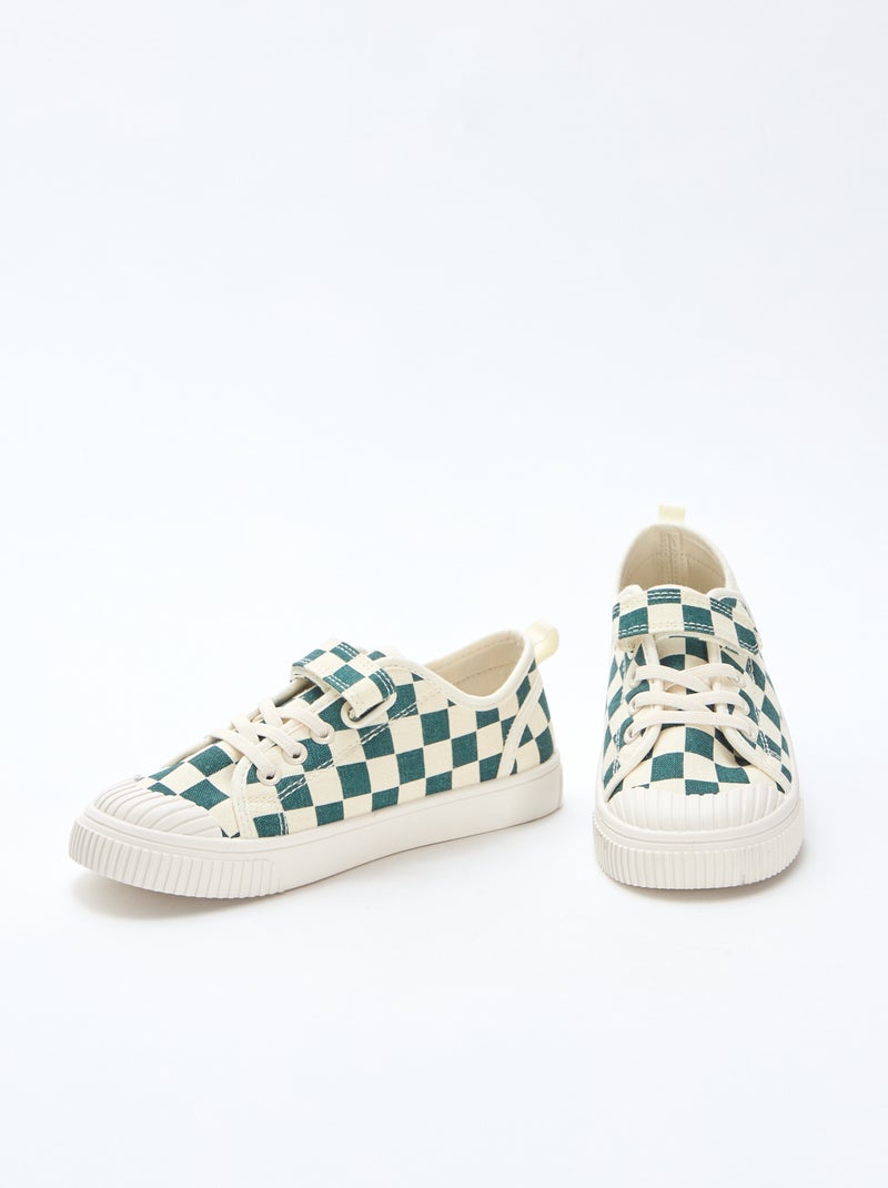 Tiefe Canvas-Sneaker mit Klettverschluss Grün - Kiabi