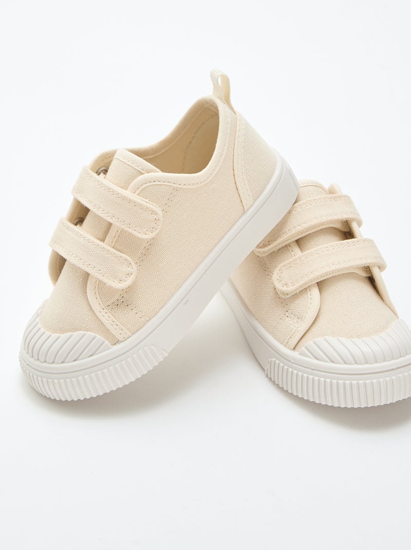 Tiefe Canvas-Sneakers mit Klettverschluss Beige - Kiabi