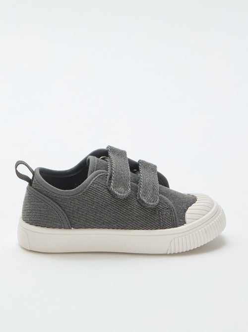 Tiefe Canvas-Sneakers mit Klettverschluss - Kiabi