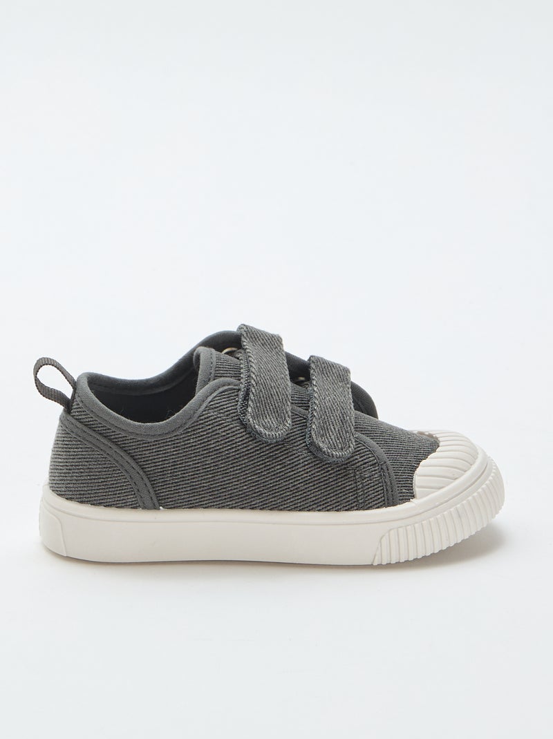Tiefe Canvas-Sneakers mit Klettverschluss Grau - Kiabi
