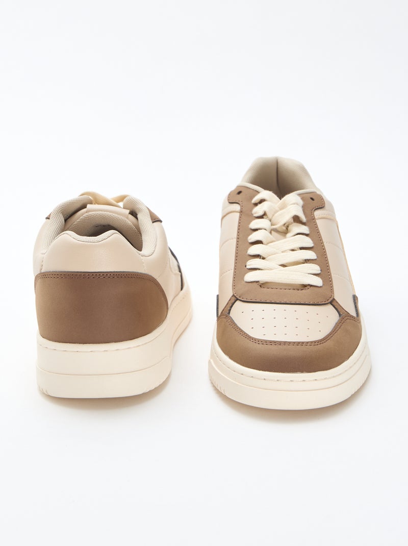 Tiefe Sneakers mit zweifarbigem Design Beige - Kiabi