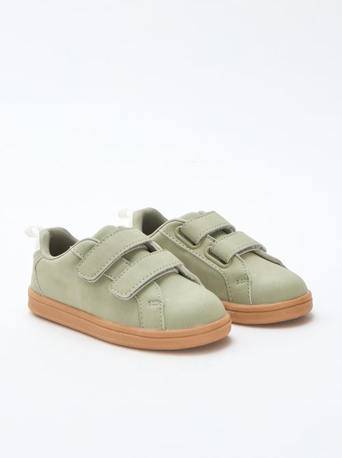 Tiefe zweifarbige Sneakers aus Wildlederimitat mit Klettverschluss - Kiabi
