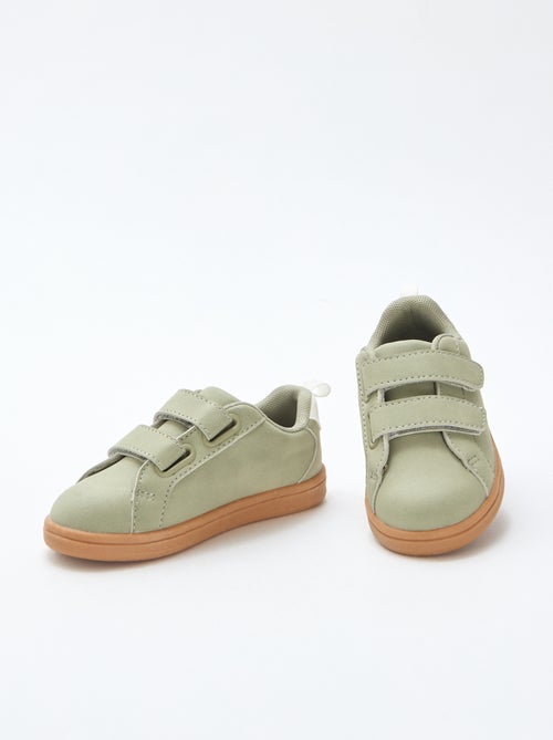 Tiefe zweifarbige Sneakers aus Wildlederimitat mit Klettverschluss - Kiabi