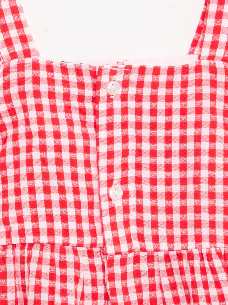 Tiered Gingham Print Dress Red - Kiabi