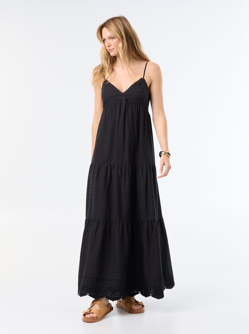 Tiered long dress Black - Kiabi