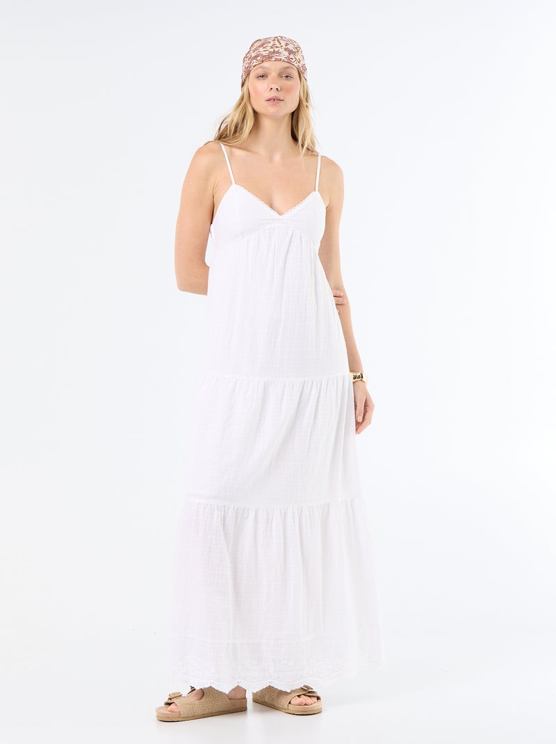 Tiered long dress White - Kiabi