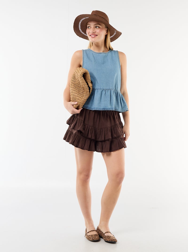 Tiered Ruffle Skirt Brown - Kiabi