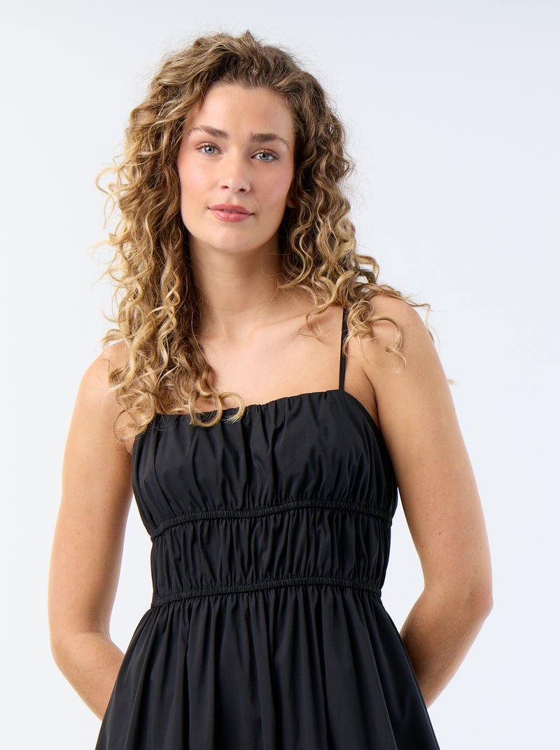 Tiered Solid Maxi Dress Black - Kiabi