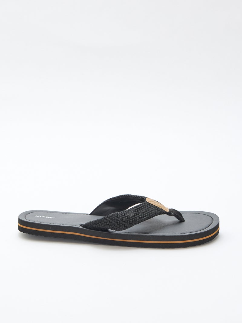 Tong à brides textile Noir - Kiabi