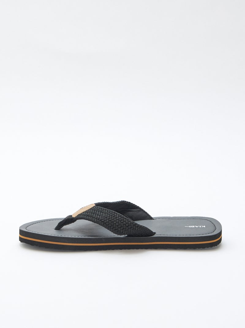 Tong à brides textile Noir - Kiabi