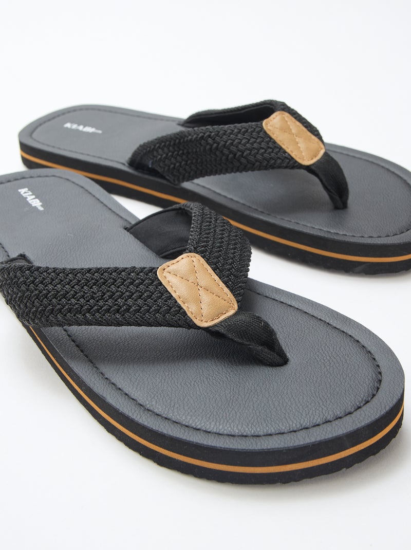 Tong à brides textile Noir - Kiabi