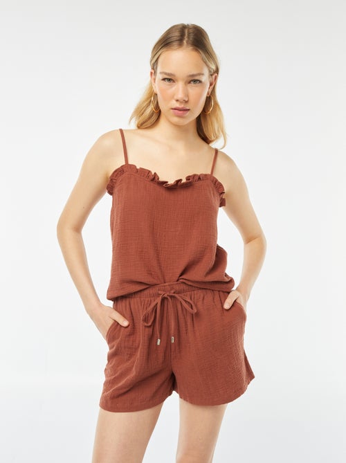 Top à bretelles en double gaze de coton - Kiabi