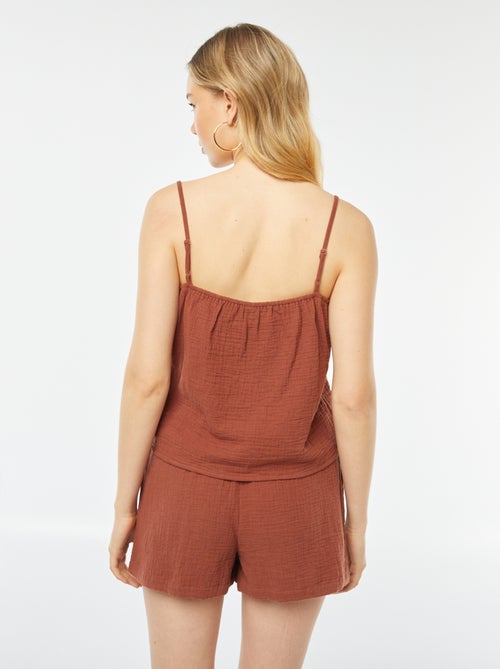 Top à bretelles en double gaze de coton - Kiabi