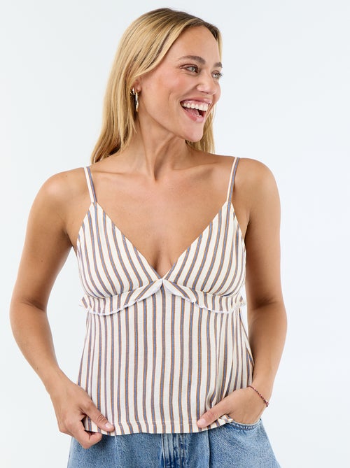 Top à bretelles en lin mélangé - Kiabi