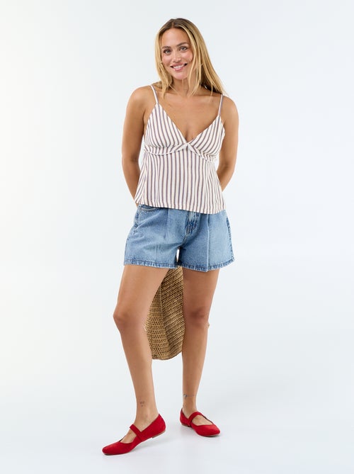 Top à bretelles en lin mélangé - Kiabi