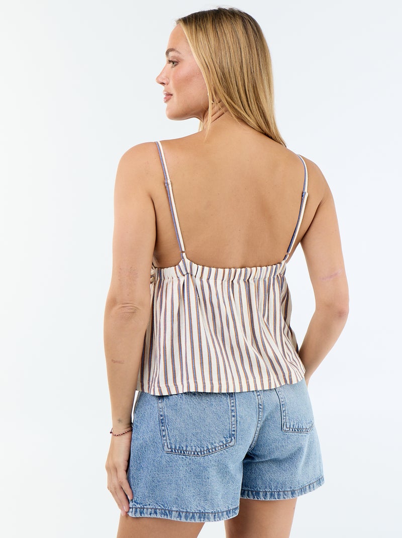 Top à bretelles en lin mélangé Beige - Kiabi