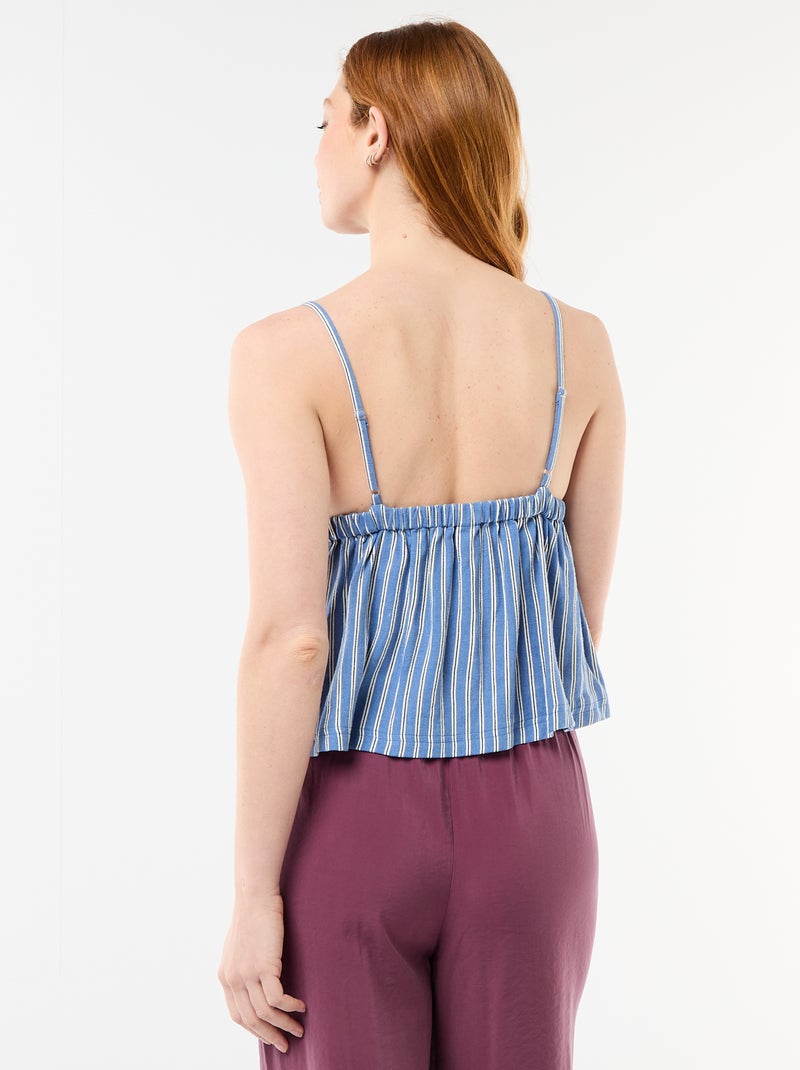 Top à bretelles en lin mélangé Bleu - Kiabi