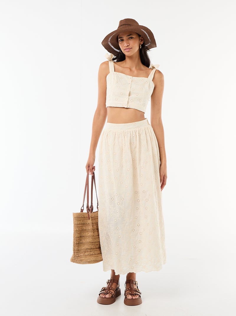 Top à bretelles noeud en coton Beige - Kiabi