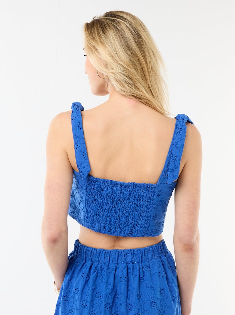 Top à bretelles noeud en coton Bleu - Kiabi