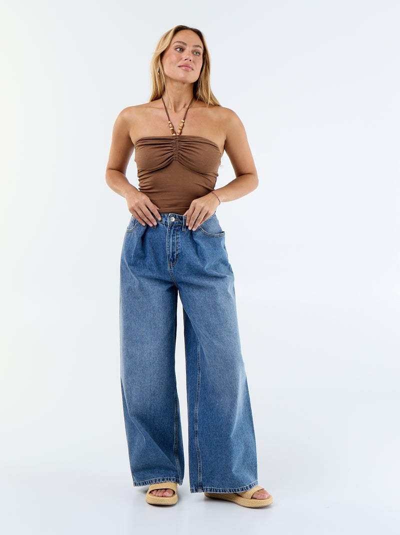 Top a bustier con scollo all'americana Marrone - Kiabi