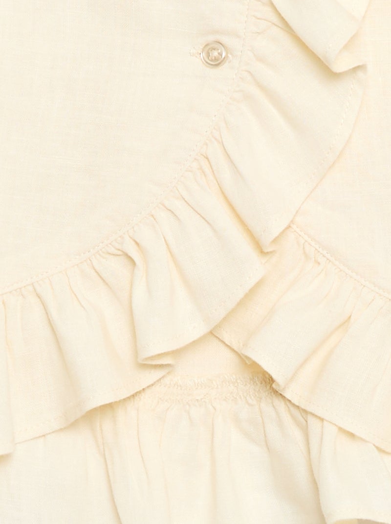 Top à volants en lin mélangé Blanc - Kiabi