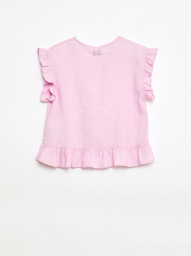Top à volants en lin mélangé Violet - Kiabi