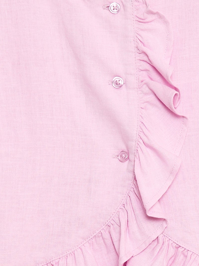 Top à volants en lin mélangé Violet - Kiabi