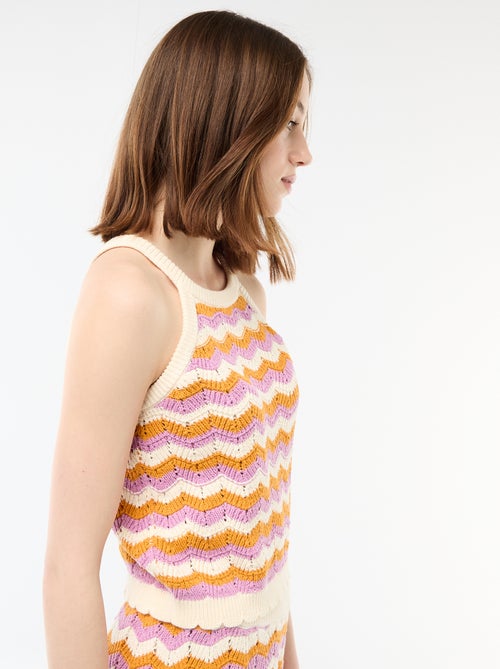 Top all'uncinetto con giromanica all'americana - Kiabi