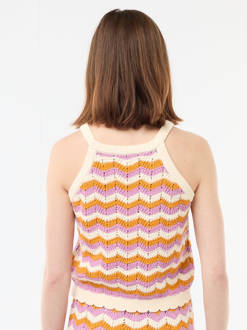 Top all'uncinetto con giromanica all'americana Beige - Kiabi