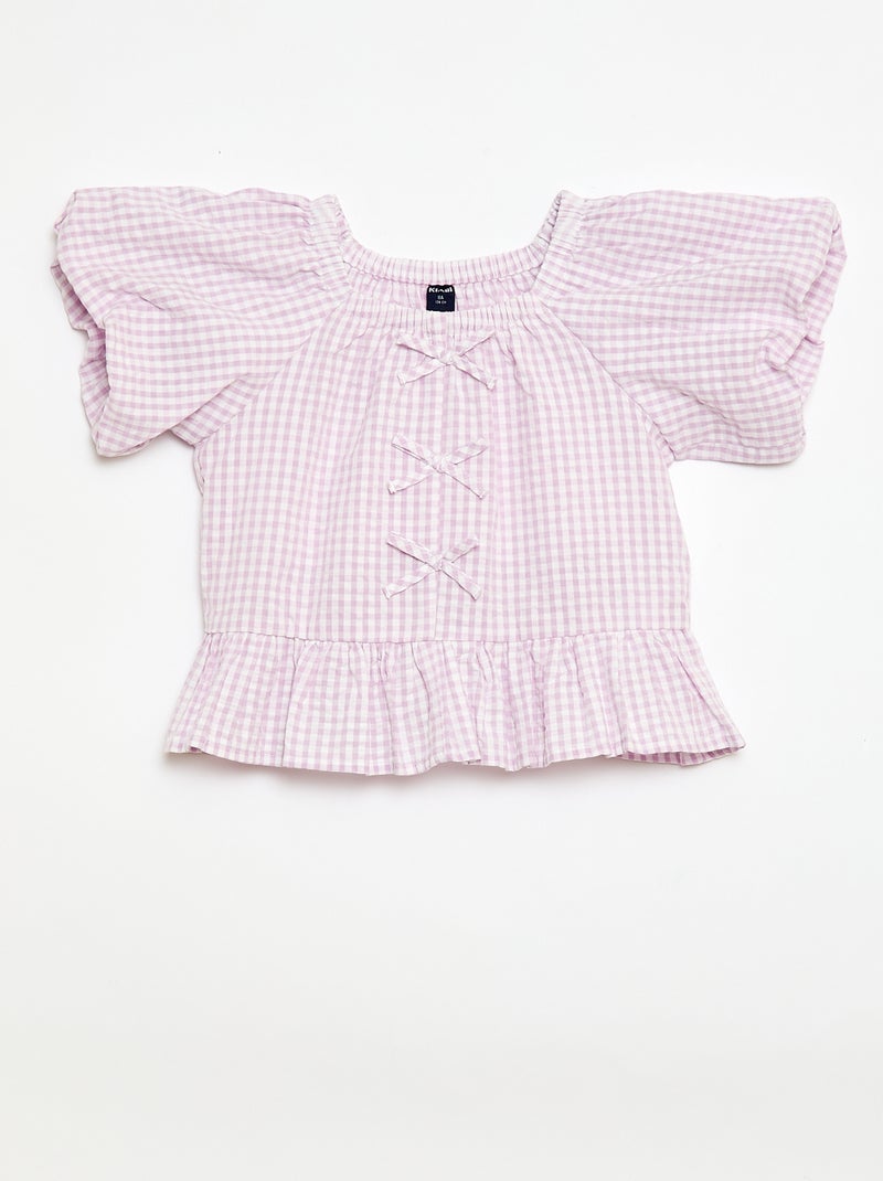 Top and Trousers Set with Cotton Details Purple - Kiabi