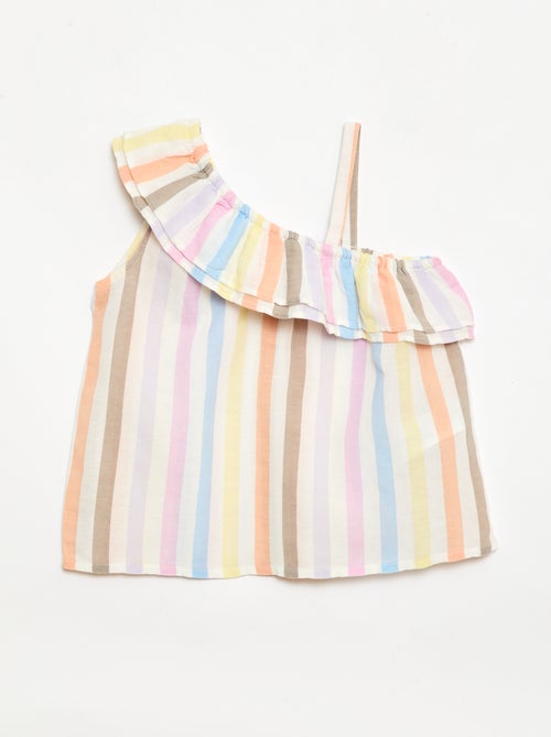 Top asymétrique à bretelles avec volants - Kiabi