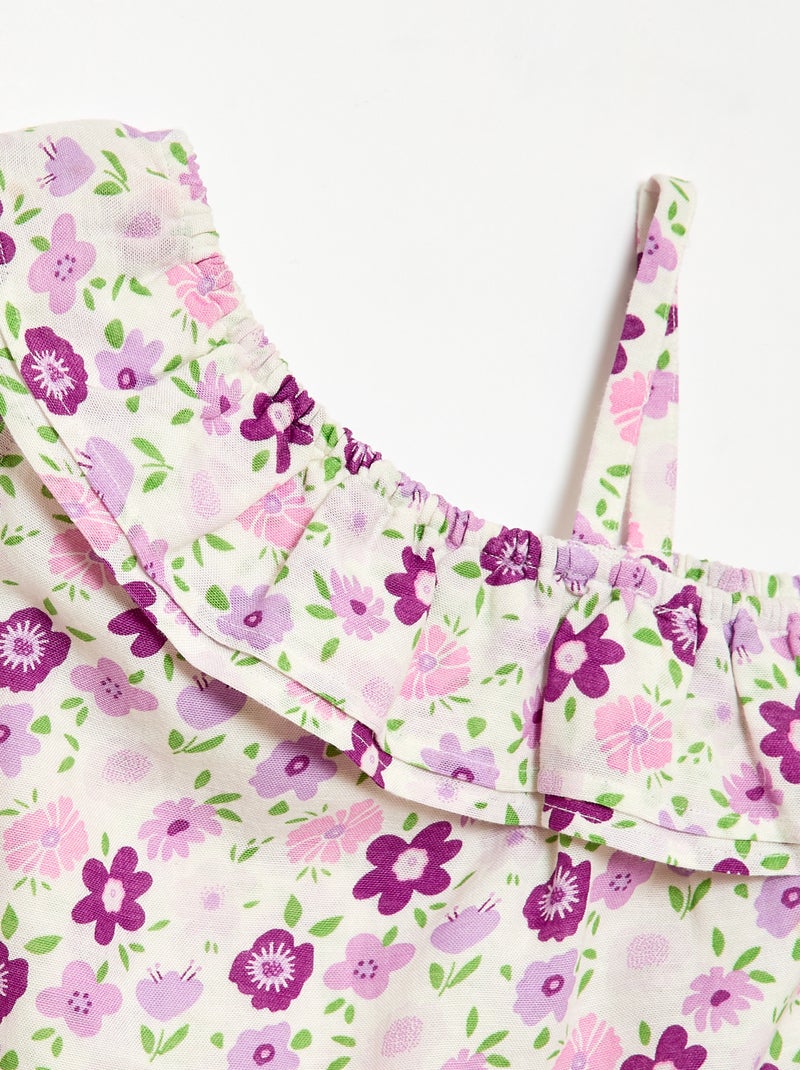 Top asymétrique à bretelles avec volants Blanc - Kiabi